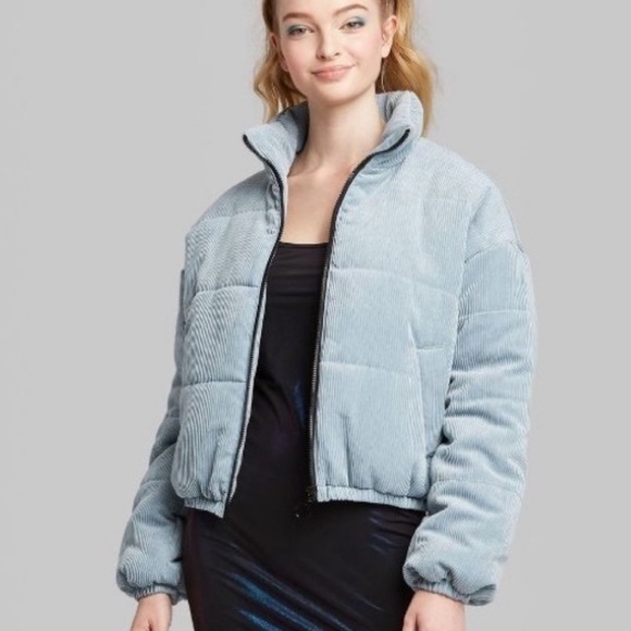 wild fable Jackets & Blazers - Wild Fable Corduroy Puffer Cropped Bomber Jacket with Zipper and Pockets Size L